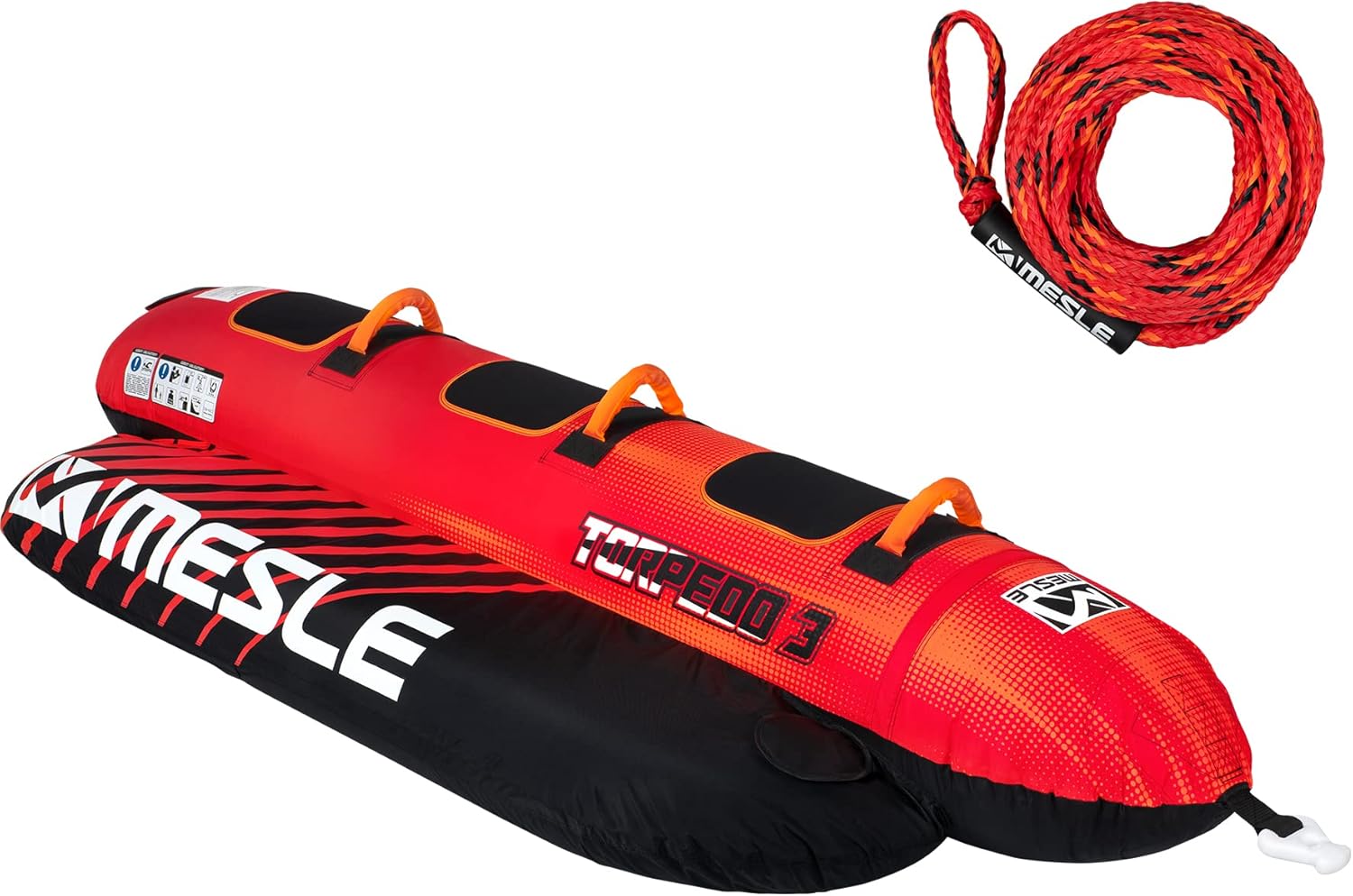 MESLE Tube Set Torpedo: Bouée Tractée 2-4 Pers., 840D Nylon, pour Enfants & Adultes, Sport Nautique Fun 1 MESLE Tube Set Torpedo: Bouée Tractée 2-4 Pers., 840D Nylon, pour Enfants & Adultes, Sport Nautique Fun